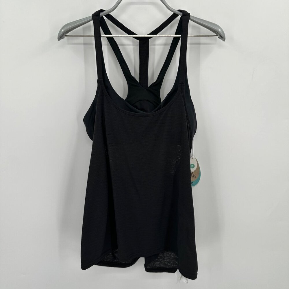 prAna Ainsley Tankini Swim Top Strappy Racerback Black size S Women's 1964801